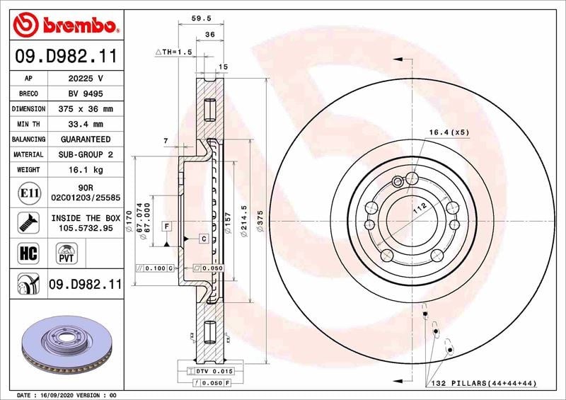 Mercedes V167 C167 X167 Ön Fren Diski BREMBO