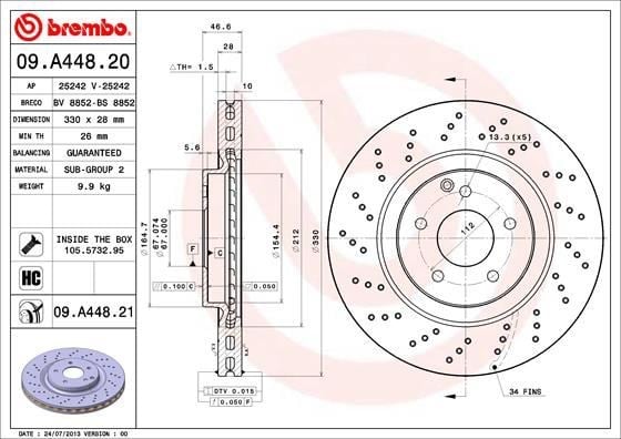 Mercedes AMG W203 CL203 S203 C209 A209 R171 Ön Fren Diski BREMBO