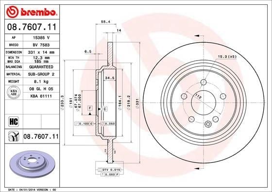 Mercedes ML-Serisi W163 Arka Fren Diski BREMBO
