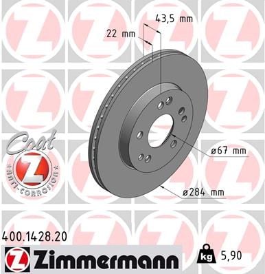 Mercedes W201 W124 S124 C124 A124 R107 Ön Fren Diski ZIMMERMANN
