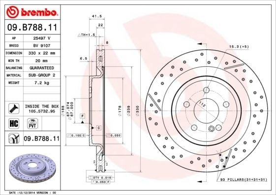 Mercedes AMG W176 C117 X117 X156 R172 Arka Fren Diski BREMBO