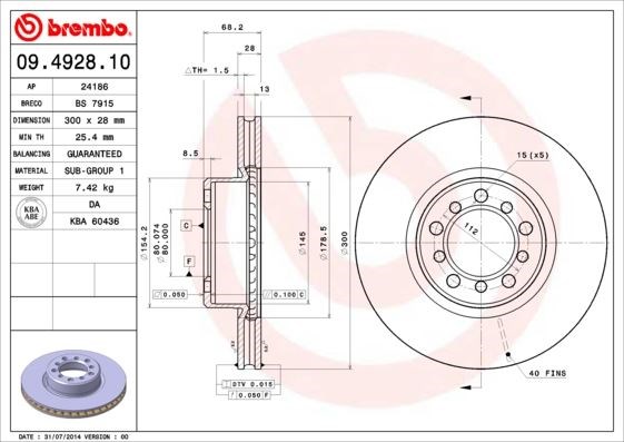 Mercedes S-Class W126 Ön Fren Diski BREMBO