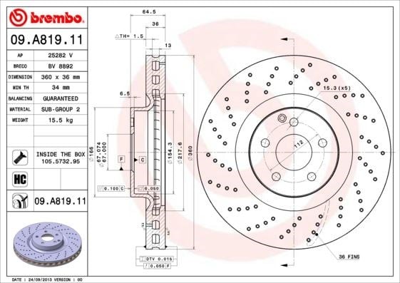 Mercedes C216 Ön Fren Diski UV Coated BREMBO