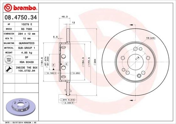 Mercedes W124 S124 C124 Ön Fren Diski BREMBO