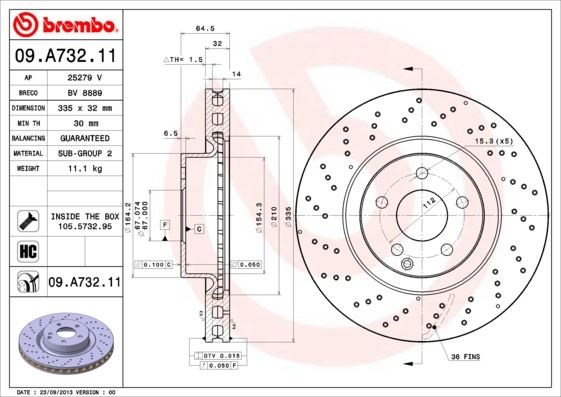 Mercedes S-Class W221 C216 Ön Fren Diski BREMBO