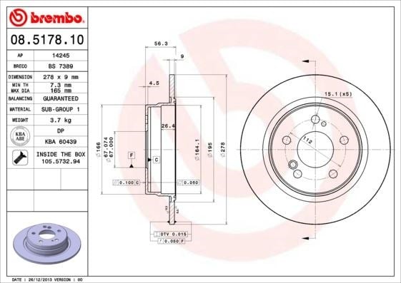 Mercedes-Benz Arka Fren Diski Standard BREMBO