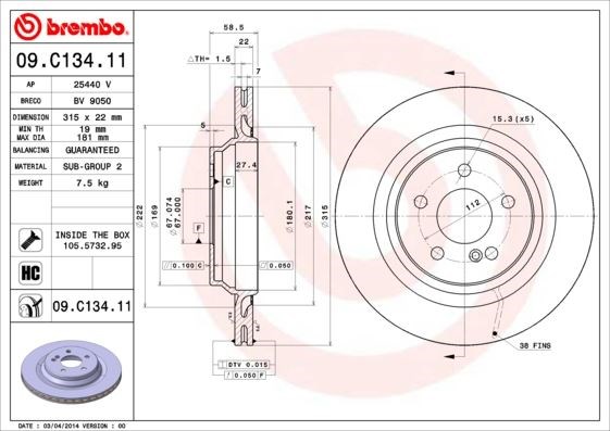 Mercedes-Benz Arka Fren Diski UV Kaplamalı BREMBO