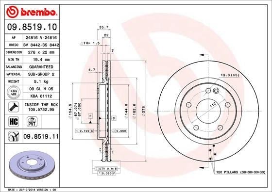 Mercedes A-Class W168 Ön Fren Diski BREMBO