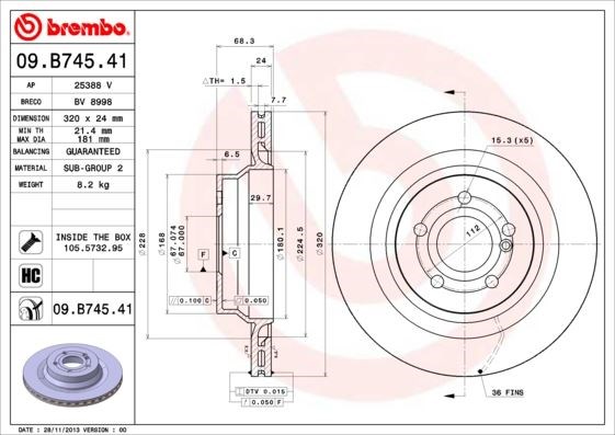 Mercedes W211 W212 S212 C218 Arka Fren Diski BREMBO