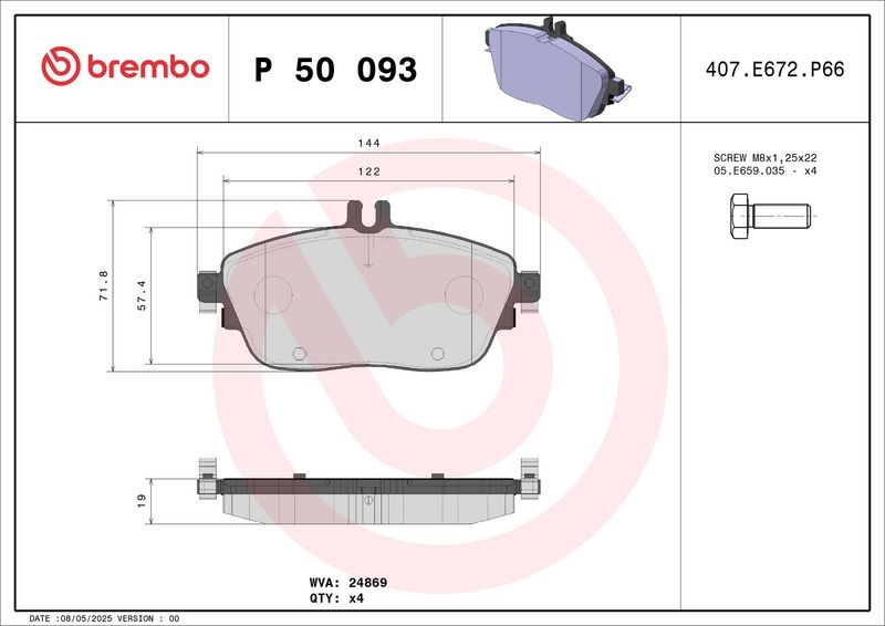 Mercedes W176 W246 C117 X117 X156 Ön Fren Balatası BREMBO