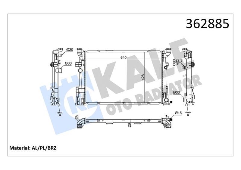 Mercedes W176 W246 C117 X117 X156 Motor Su Radyatörü KALE-RADYATOR