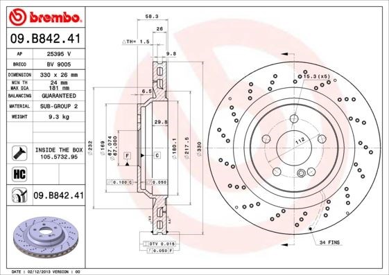 Mercedes-Benz Arka Fren Diski UV Kaplamalı BREMBO