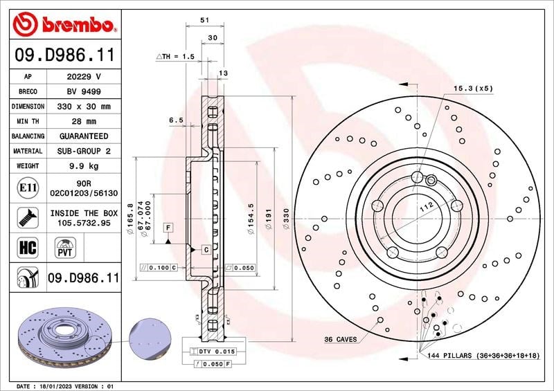 Mercedes A-Class B-Class CLA Fren Diski BREMBO