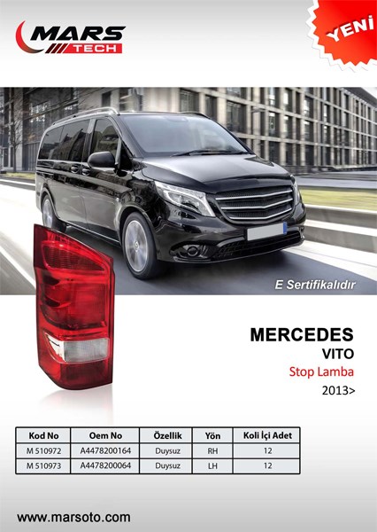 Mercedes Vito W447 Stop Lambası Sol Duysuz MARS-
