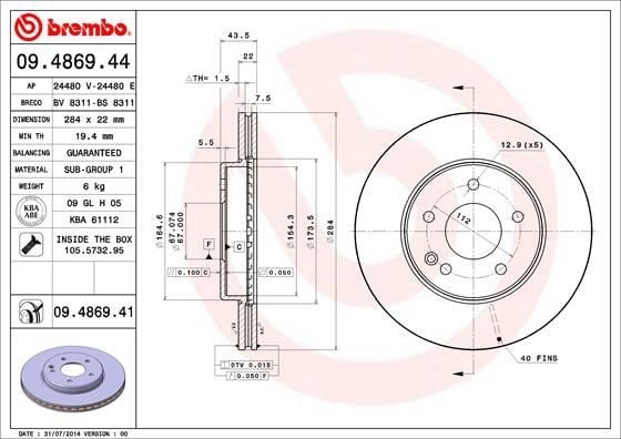 Mercedes C-Class W202 S202 Ön Fren Diski BREMBO