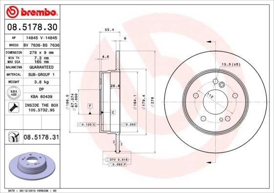 Mercedes W202 W203 CL203 W210 C208 W124 Arka Fren Diski BREMBO