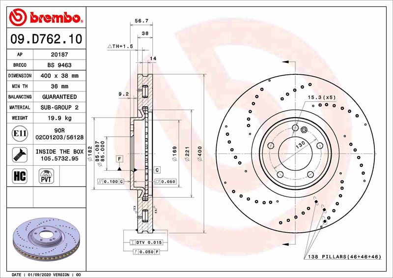 Mercedes-Benz Ön Fren Diski Standard BREMBO