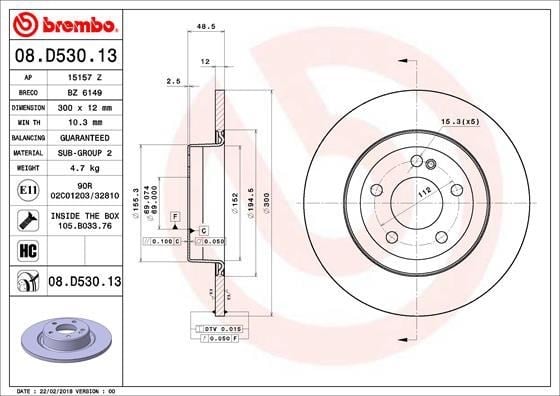 Mercedes C-Class W205 S205 C205 A205 Arka Fren Diski BREMBO