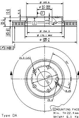 Mercedes W169 W245 Ön Fren Diski BREMBO