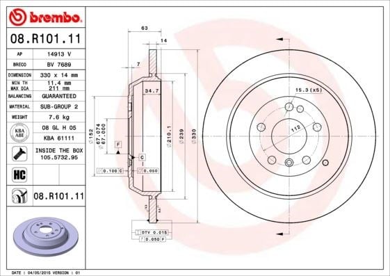 Mercedes W164 W251 Arka Fren Diski BREMBO