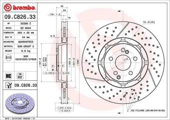 Mercedes-Benz Arka Fren Diski Dual Cast BREMBO