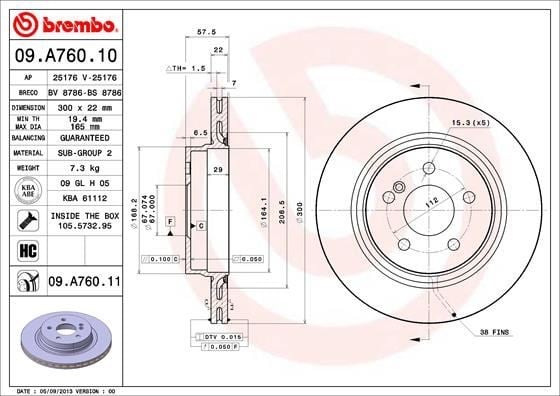 Mercedes W204 Arka Fren Diski BREMBO