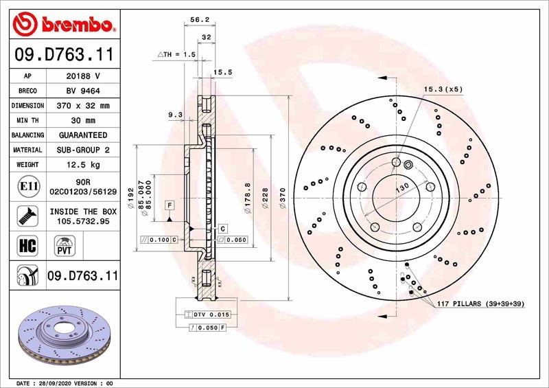 Mercedes-Benz Arka Fren Diski UV Coated BREMBO