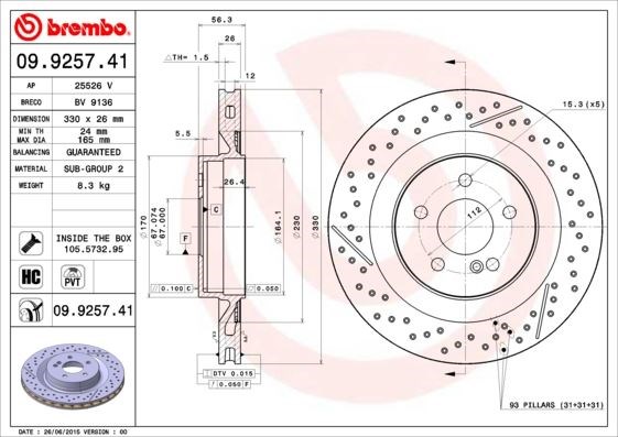 Mercedes-Benz Arka Fren Diski UV Kaplamalı BREMBO