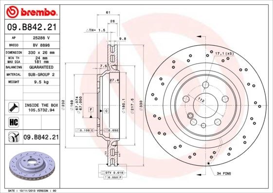 Mercedes S-Class W220 S 55 AMG Arka Fren Diski BREMBO