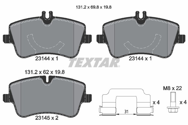 Mercedes W202 W203 CL203 C209 R171 Ön Fren Balatası TEXTAR