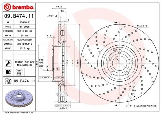 Mercedes SL-Class R231 Ön Fren Diski BREMBO