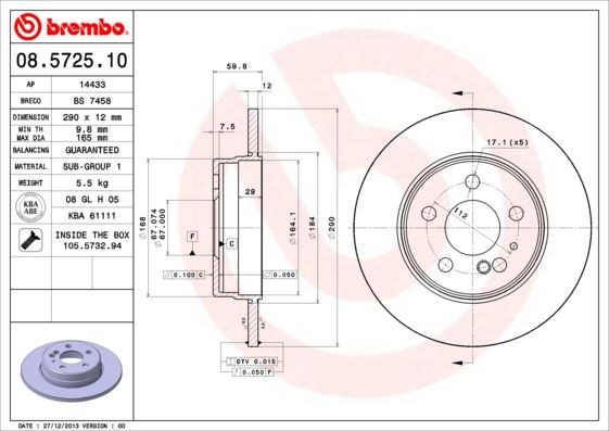 Mercedes S-Class W140 Arka Fren Diski BREMBO