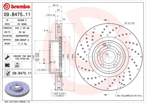 Mercedes-Benz Ön Fren Diski [UV Kaplamalı] BREMBO