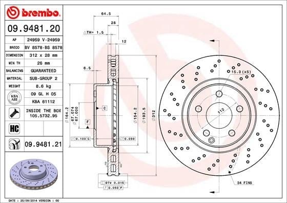 Mercedes-Benz Ön Fren Diski UV Kaplamalı BREMBO