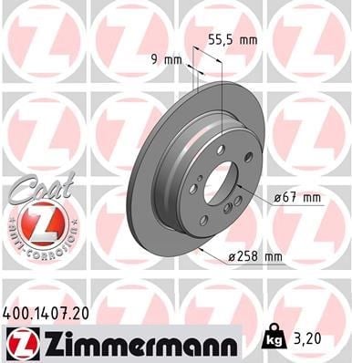 Mercedes W201 W202 W124 C124 Arka Fren Diski ZIMMERMANN