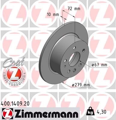 Mercedes W115 C123 S123 W116 W126 W123 Arka Fren Diski ZIMMERMANN