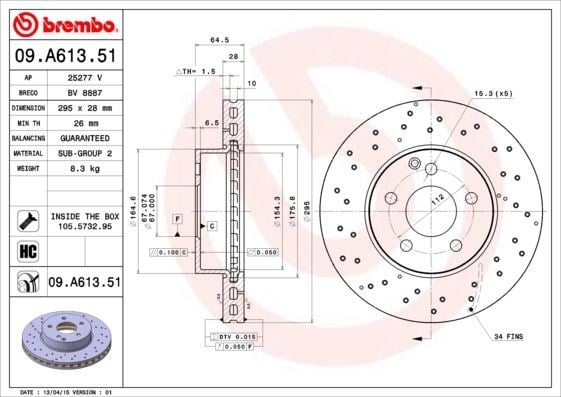 Mercedes AMG W204 S204 C204 Ön Fren Diski BREMBO