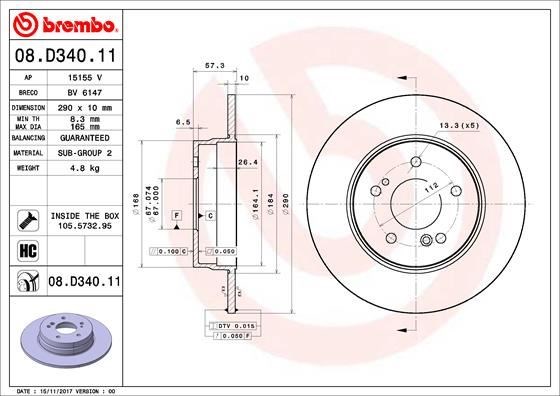 Mercedes-Benz Arka Fren Diski UV Kaplamalı BREMBO