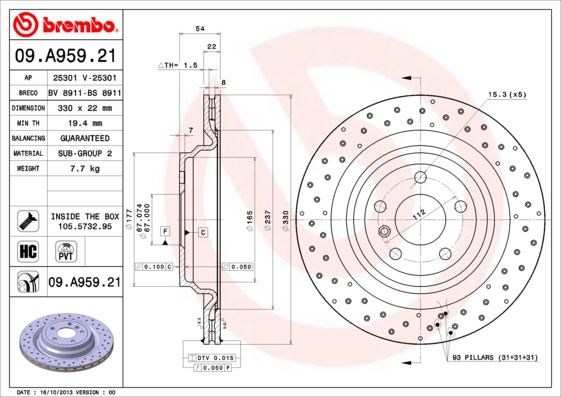 Mercedes GLE-Class W166 Arka Fren Diski BREMBO