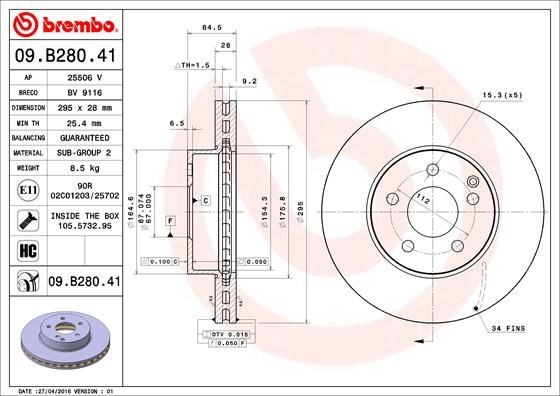 Mercedes W204 Ön Fren Diski BREMBO