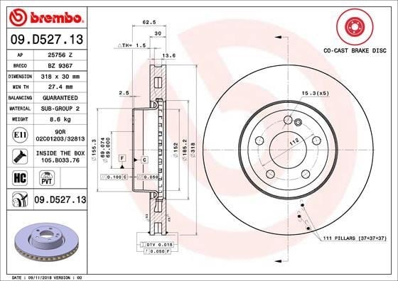 Mercedes C-Serisi W205 Ön Fren Diski BREMBO