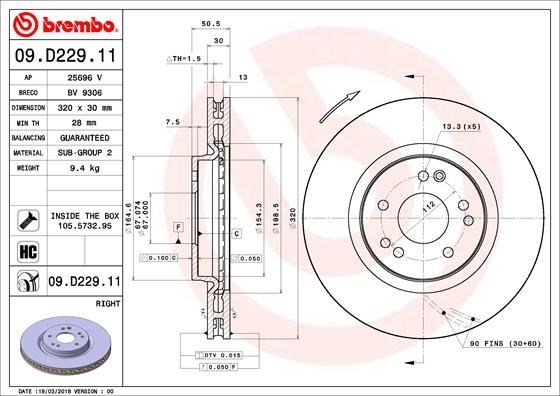 Mercedes-Benz Ön Fren Diski UV Coated BREMBO