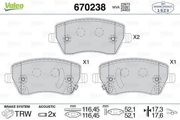 Nissan Micra / Suzuki Swift / Opel Agila Ön Balata VALEO