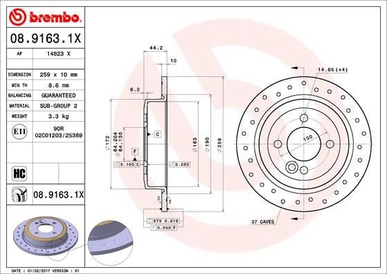 Mini Arka Fren Diski Xtra BREMBO