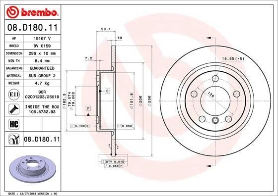 Mini Arka Fren Diski UV Kaplamalı BREMBO