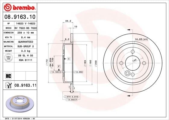 Mini R50 Arka Fren Diski BREMBO