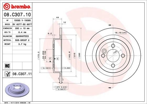 Mini Arka Fren Diski UV Coated BREMBO