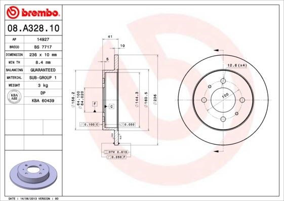 Mitsubishi Arka Fren Diski Standart BREMBO