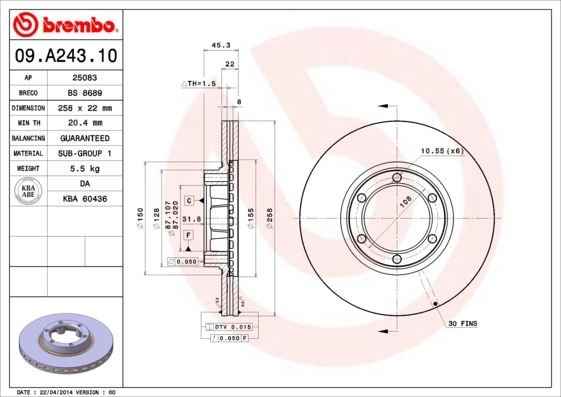 Mitsubishi Ön Fren Diski Standart BREMBO