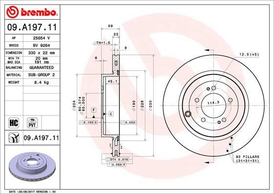 Mitsubishi Arka Fren Diski UV Kaplamalı BREMBO